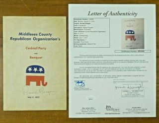 President Ronald Reagan Signed 1977 Republican Party Program W/ Full Jsa Letter