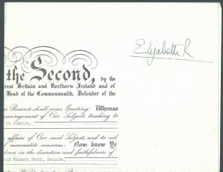Queen Elizabeth Ii Signed Royal Commission Document 1958 Rare 16x21 Auto Jsa