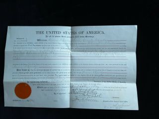 1883 President Chester A Arthur Signed Land Grant Nebraska