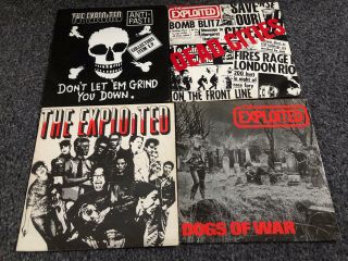 The Exploited 7” Dead Cities,  Exploited Barmy Army,  Dogs Of War,  Don’t Let Them
