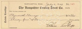 Calvin Coolidge - Autographed Signed Check 07/03/1929