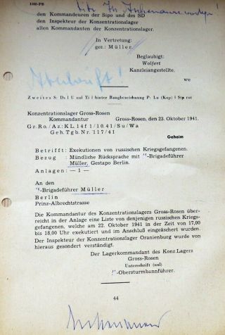 Nuremberg Trial Related Document Signed By Attorney Aschenauer - Holocaust