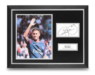 Neymar Jnr Signed 16x12 Framed Photo Display Psg Autograph Memorabilia,