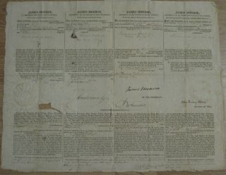 1822,  James Monroe,  John Q.  Adams,  Signed 4 Language Passport,  Whaling Voyage