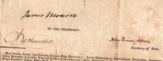 1822,  James Monroe,  John Q.  Adams,  signed 4 language passport,  whaling voyage 2