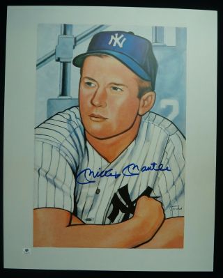 Mickey Mantle 1952 Bowman Card Autographed Signed 16x20 Gerry Dvorak Print