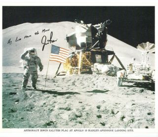 Jim Irwin Apollo 15 Signed 8x10 Nasa Litho Uacc & Aftal Rd Astronaut Autograph
