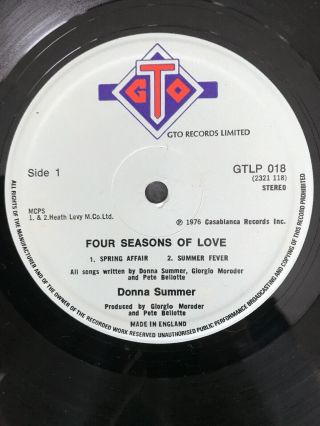 Donna Summer - Four Seasons Of Love (Winter Melody) Vinyl LP CALENDAR/Poster EX 2