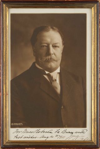 President William H.  Taft Signed photo 6.  5 x 10.  25 framed 8 x 10.  5 2