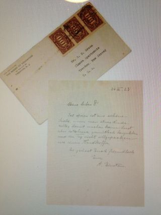 Albert Einstein Hand Written Letter Signed W/ Envelope.  March 26,  1923