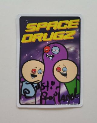 Justin Roiland Signed Space Drugz Joking Hazard Promo Card Rick & Morty Rare Rad