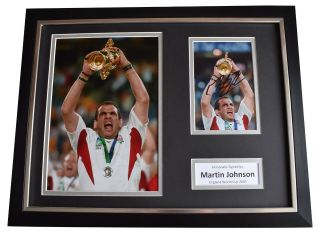 Martin Johnson Signed Framed Photo Autograph 16x12 Display England Rugby