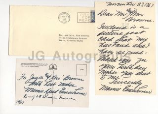 Dwight Eisenhower And Mamie - Signed Postcard With Additional Als From Mamie