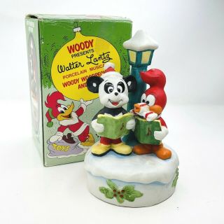 Vintage 1982 Christmas Walter Lantz Woody Woodpecker Andy Panda Music Box