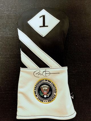 Barack Obama Autographed Golf Headcover W/presidential Seal - Leather - Driver
