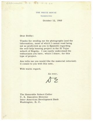 Dwight D.  Eisenhower - Typed Letter Signed - Re/ Kennedy 