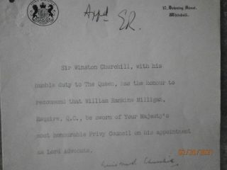 Winston Churchill Signed Letter