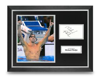 Michael Phelps Signed 16x12 Framed Photo Display Swimming Autograph Memorabilia