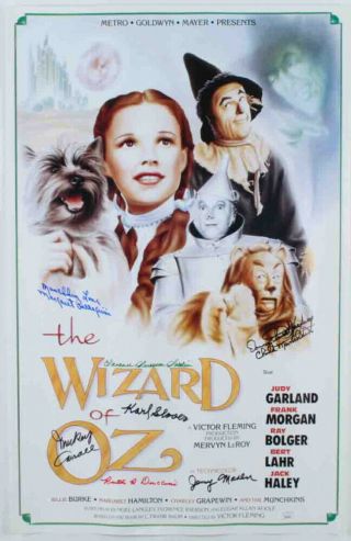 " The Wizard Of Oz " 16x24 Poster Cast - Signed By (7) (jsa)