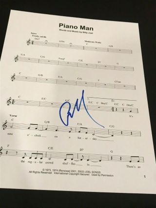 Billy Joel Signed Autograph Sheet Music Piano Man Msg Scenes Italian Restaurant