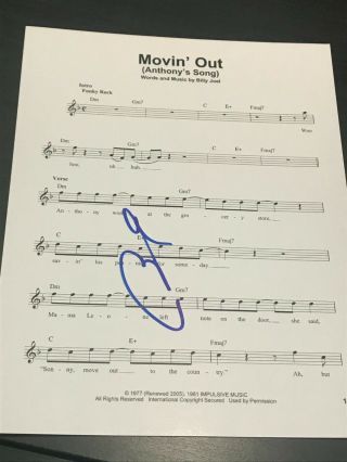 Billy Joel Signed Autograph Sheet Music Movin Out Beckett Bas The Stranger D