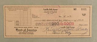 Lucille Ball Signed Check Written To Desi Arnaz & Lucille Ball Show I Love Lucy