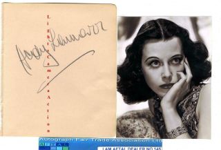 Hedy Lamarr Vintage Signed Page Aftal 145