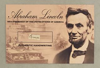 President Abraham Lincoln Signed Cut Handwriting Autographed " Course " Jsa Loa