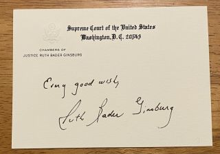 Ruth Bader Ginsburg Signed Autographed 3.  5 X 5 Supreme Court Card Jsa Letter
