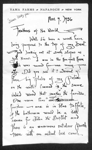 Napanoch NY Rose O ' Neill Autographs RARE 1936 Hand Written Letter & Envelope 3