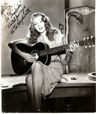 American Iconic Actress & Dancer Rita Hayworth,  Signed Vintage Studio Photo.