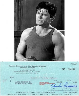 Charles Bronson - Death Wish - The Mechanic - Dirty Dozen Rare Signed Cheque1978