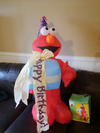 Gemmy Airblown Inflatable Elmo Happy Birthday Sesame Street4 Feet Great