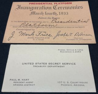 Franklin D Roosevelt 1933 Inauguration Ceremonies Ticket Presidential Platform
