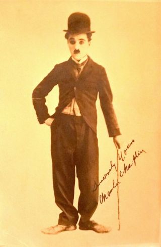 Charlie Chaplin Autographed Famous Photo 