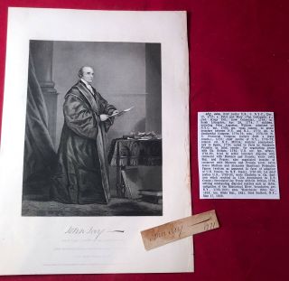 Early 1771 1st Chief Justice John Jay Autograph Signed Cut Federalist Papers,