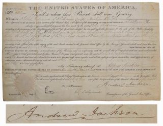Andrew Jackson Land Grant Signed Document As President