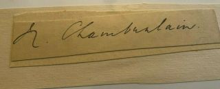 Neville Chamberlain Cut Signature British Prime Minister Wwii Autograph Sign