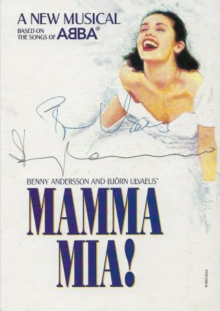 Abba Benny & Bjorn Signed Mama Mia Postcard Uacc & Aftal Rd Autograph