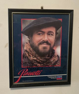 Luciano Pavarotti Hand Signed 8x10 Color Photo Framed Opera Singer Rare W/coa