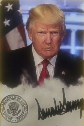 President Donald Trump Autographed Photo (4x6) With Accompanying C.  O.  A