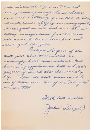 Jack Swigert - Early Autograph Letter Signed Sent To His Lover - Rr