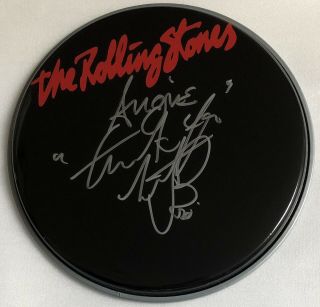 Signed Charlie Watts The Rolling Stones 10 Inch Drum Head Rare Mick Jagger Angie