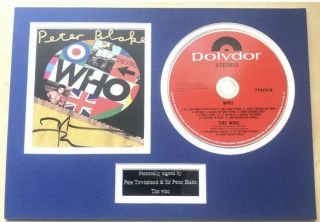 Pete Townshend Sir Peter Blake Hand Signed The Who Who Cd Mounted Display Rare