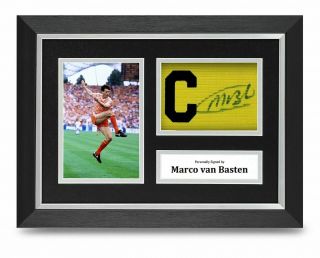 Marco Van Basten Signed A4 Framed Captain Armband Photo Display Holland