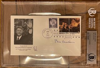 President Bill Clinton Signed Autograph Inauguration Date First Day Cover Bas