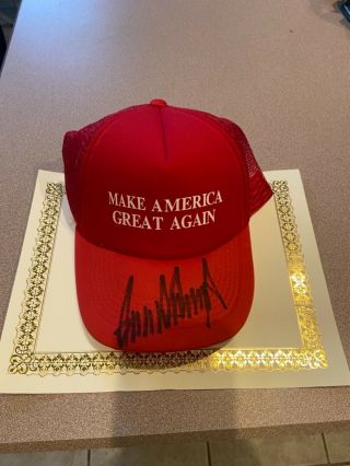 Donald Trump Make America Great Again hat signed with MAGA 2