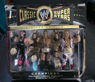 The Rock,  Hbk & Bret The Hitman Limited Edition Signed Classic Figure,  Wrestling