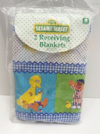 Rare 1999 Vintage Sesame Street Baby Receiving Blankets Set Of 2