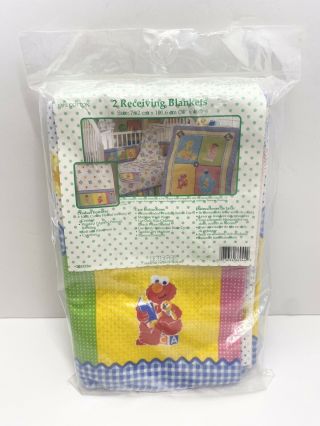 Rare 1999 Vintage Sesame Street Baby Receiving Blankets Set of 2 3